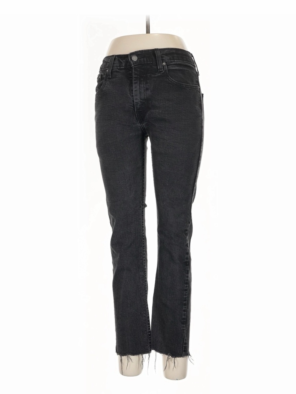 Levi’s Black Raw-Hem Slim Straight Jeans